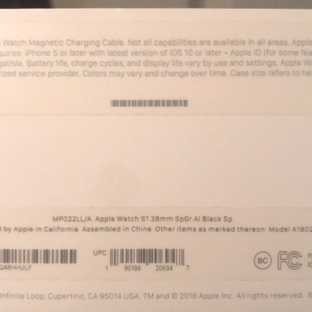 Apple I watch series 1 38 mm in space gray.